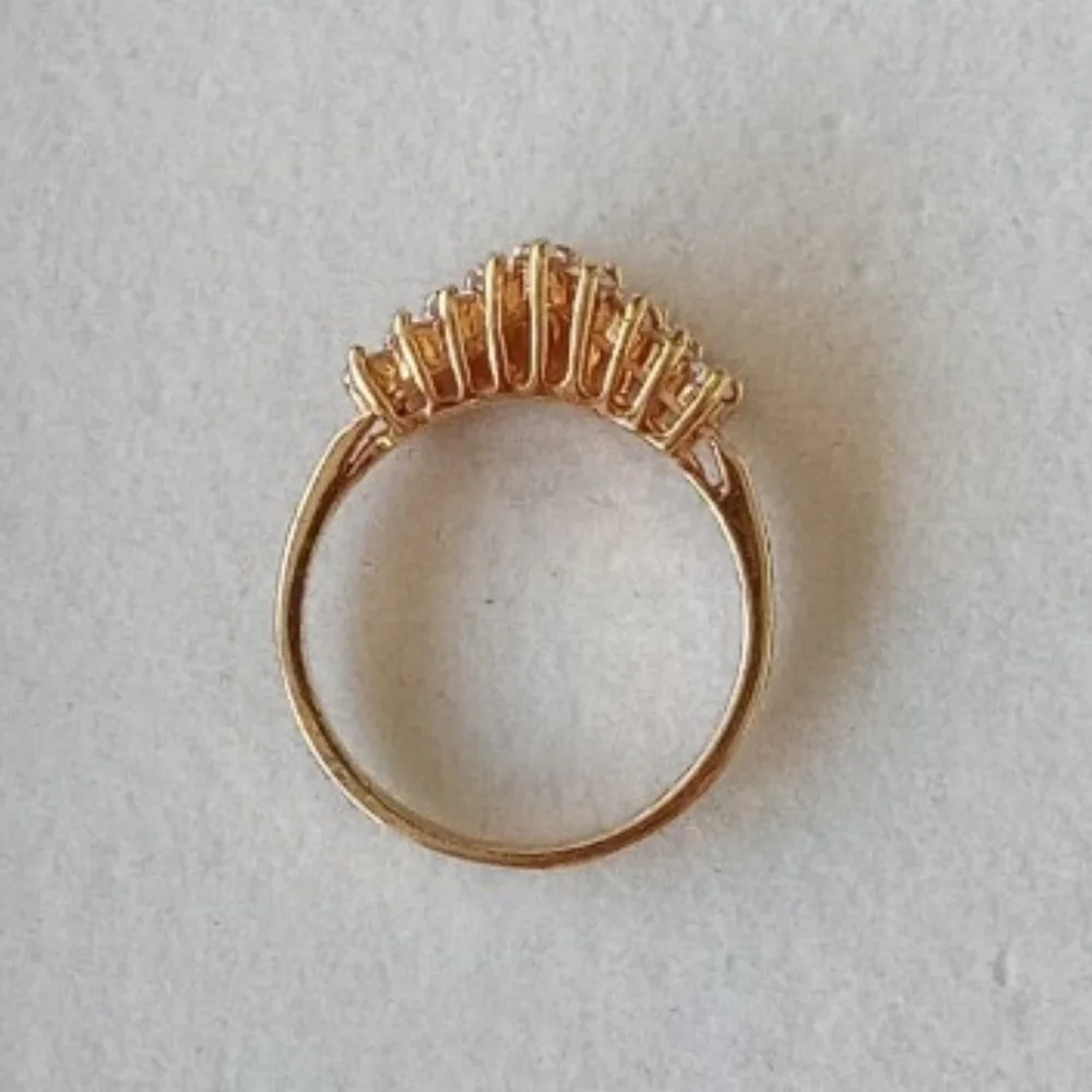 Gold Band with three rows of Rhinestones size 11 - Picture 4 of 7